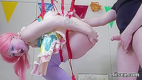 My step sister's first time with a big dildo